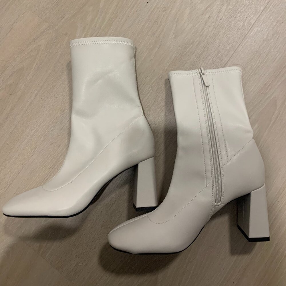 Zara Heeled Ankle Boots, White, Size 37